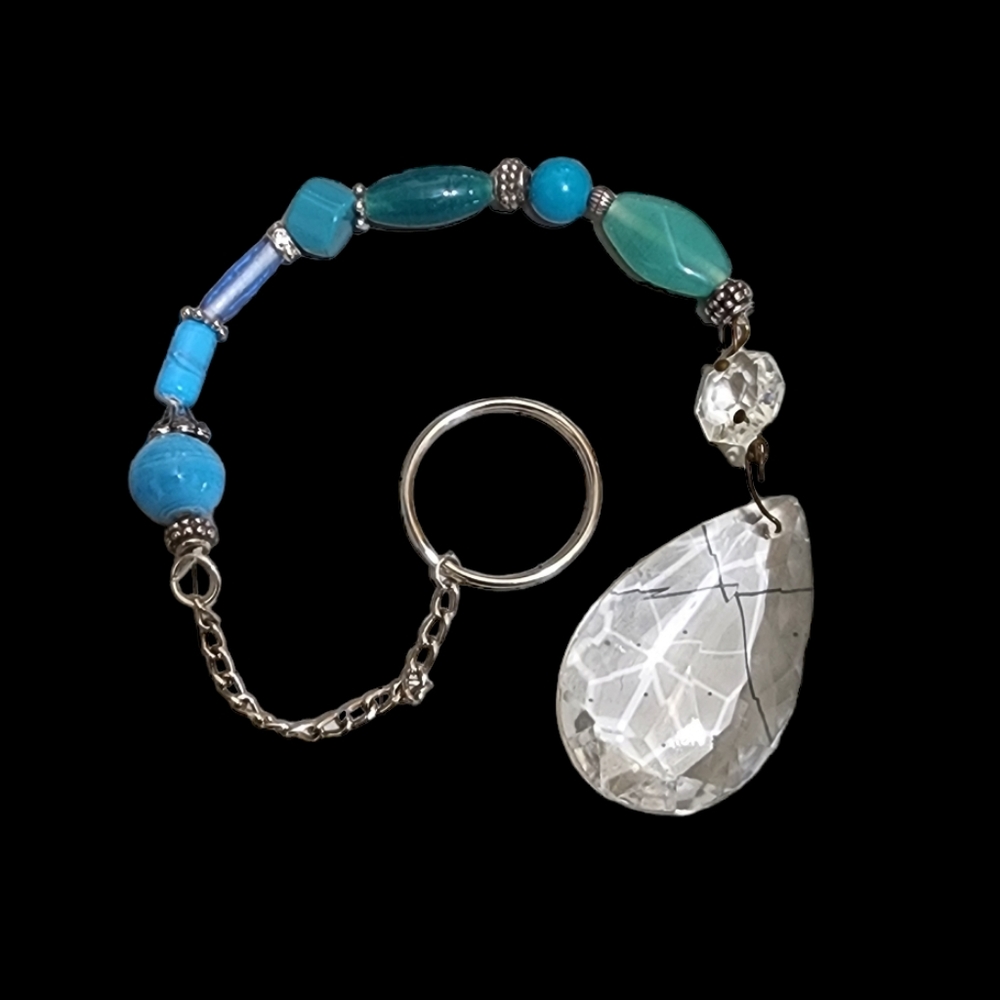 Handmade chandelier prism suncatcher silver and turquoise